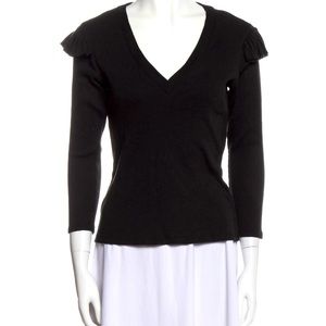 • Veronica Beard Top
• Black
• Ruffle Embellishment
• Three-Quarter Sleeve